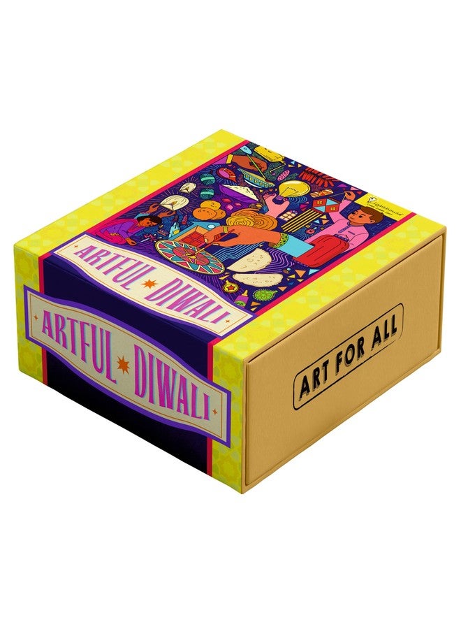 لايت هاوس مجموعة أدوات تزيين رانجولي ديوالي الفنية من لايتهاوس | تتضمن مصابيح دياس، وفوانيس مقطوعة، وقاعدة رانجولي خشبية، وألوان، وتطريزات، وفرشاة دائرية، هدية مثالية للشركات في ديوالي - Image 1